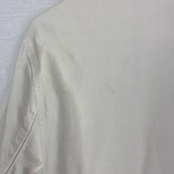 Zara Denim Shacket Shirt Womens Small White Ivory Oversized Pocket Button Up - Picture 13 of 16
